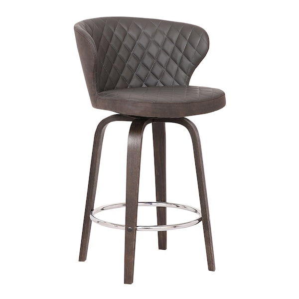 Armen Living Mynette 26" Swivel Brown Faux Leather Bar Stool LCMTBAWABR26 - main